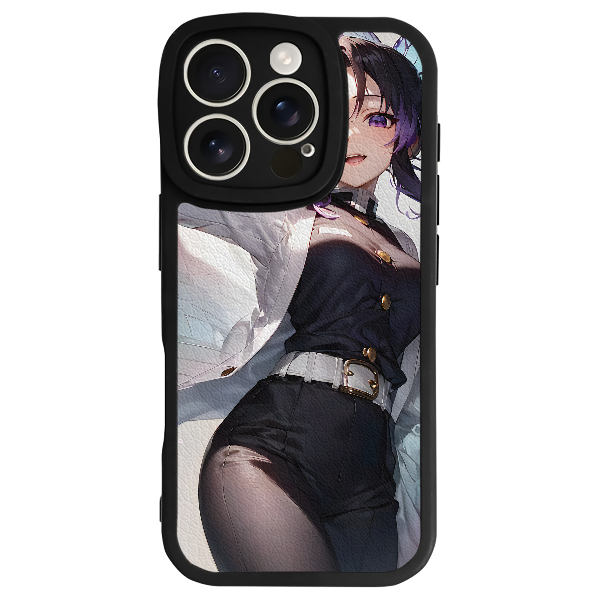 （画像用） 鬼滅の刃（きめつのやいば）蟲柱-胡蝶 しのぶ／こちょう しのぶ Kochou Shinobu 【iPhone 16シリーズ対応】シリコンスマホケース（レザー調） 材質：シリコン